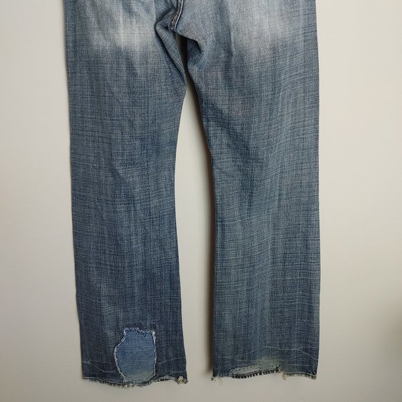 Guess Premium Cliff Cut Boot Blue Jeans Men's 31x30 Super Distressed Slim Fit - Picture 5 of 7